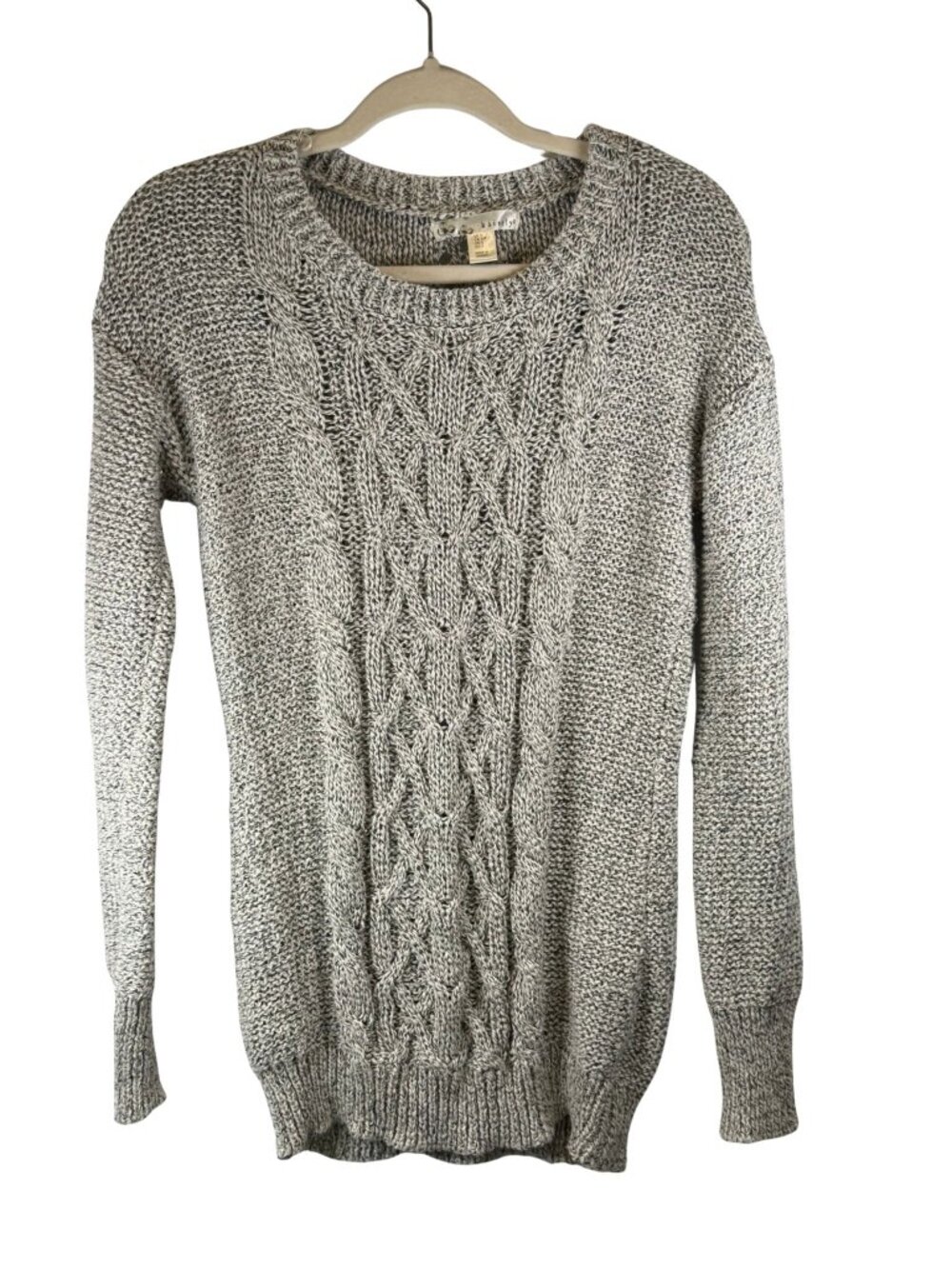 Kaisely Small Beige Marled Cable Knit Tunic Sweater Cotton Blend Long Sleeve